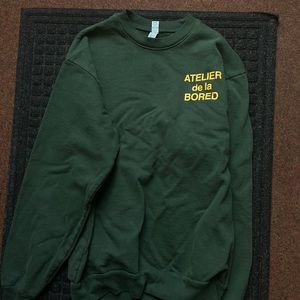 graphic crew neck, green and yellow, size small unisex